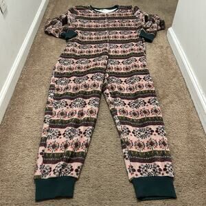 Natural Life Pajamas Womens L/XL One Piece Floral Zip Up Plush Loungewear Cozy